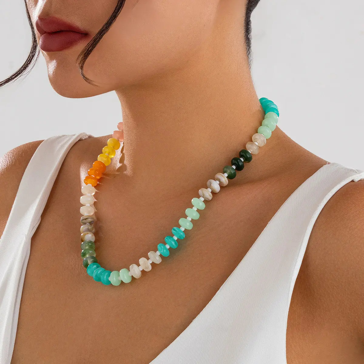 Cool Harmony - Rainbow Bead Necklace